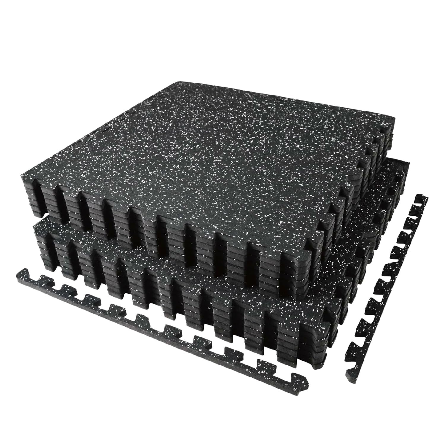 AIRHOP 0.56in Thick 48 Sq Ft Exercise Equipment Mats, 12 Tiles Upgraded Rubber Top with High Density EVA Foam, Large Interlocking Puzzle Gym Flooring for Home Gym, Heavy Weight Workout, 24 x 24in
