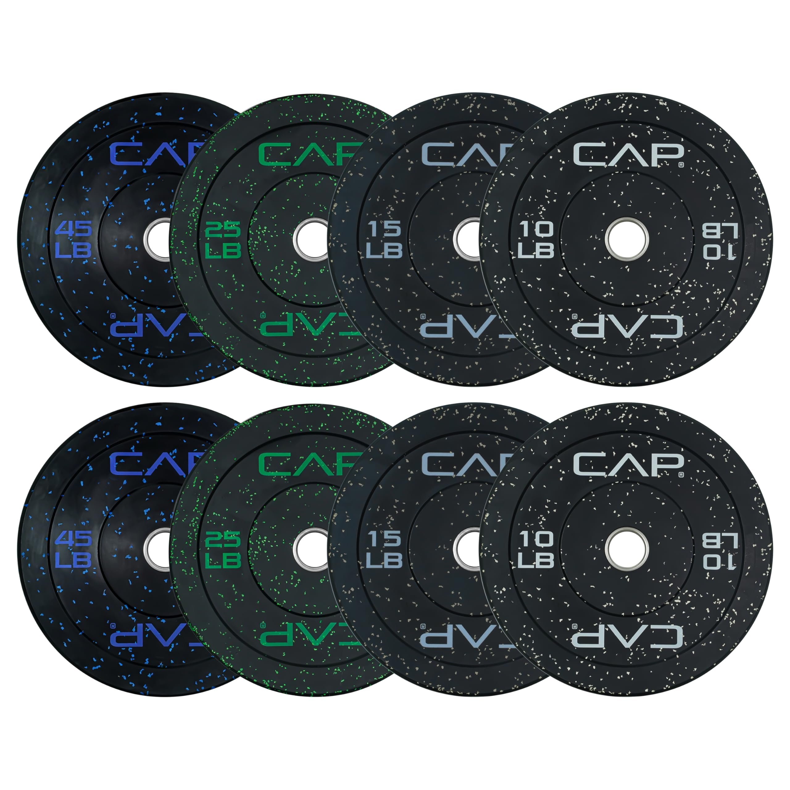 CAP 2-inch Olympic Bumper Plate Weight Set | 100-370 lbs | Multiple Colors | Storage Rack Optional