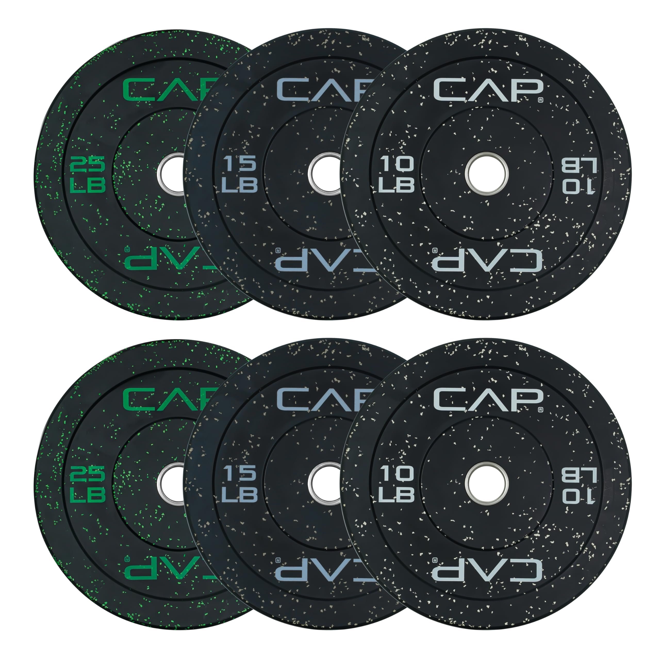 CAP 2-inch Olympic Bumper Plate Weight Set | 100-370 lbs | Multiple Colors | Storage Rack Optional