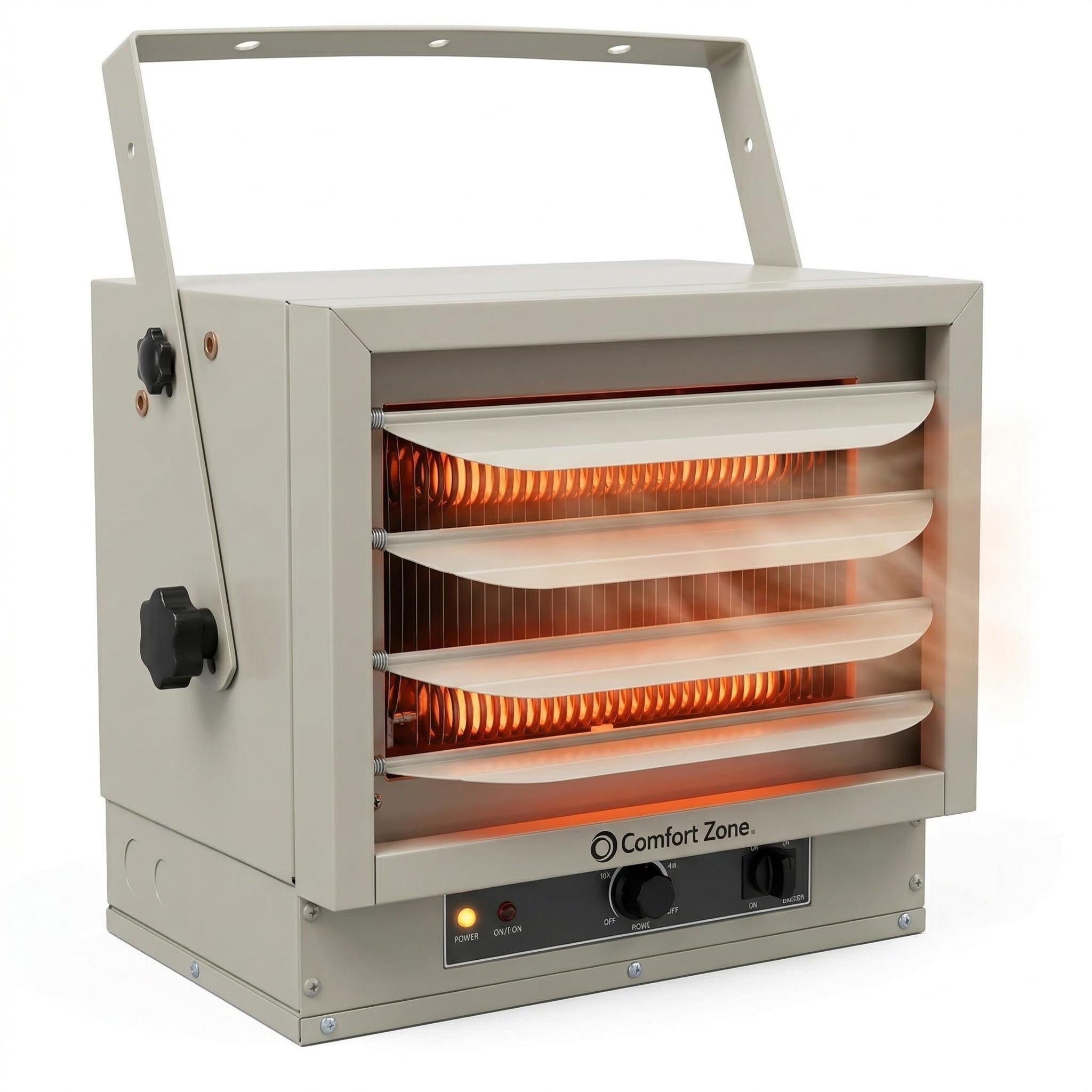 Comfort Zone 5000W Ceiling Mounted Garage Heater – 240V Electric Shop Heater with 3 Heat Settings, Overheat Protection, Indoor Use, ETL Listed, Grey