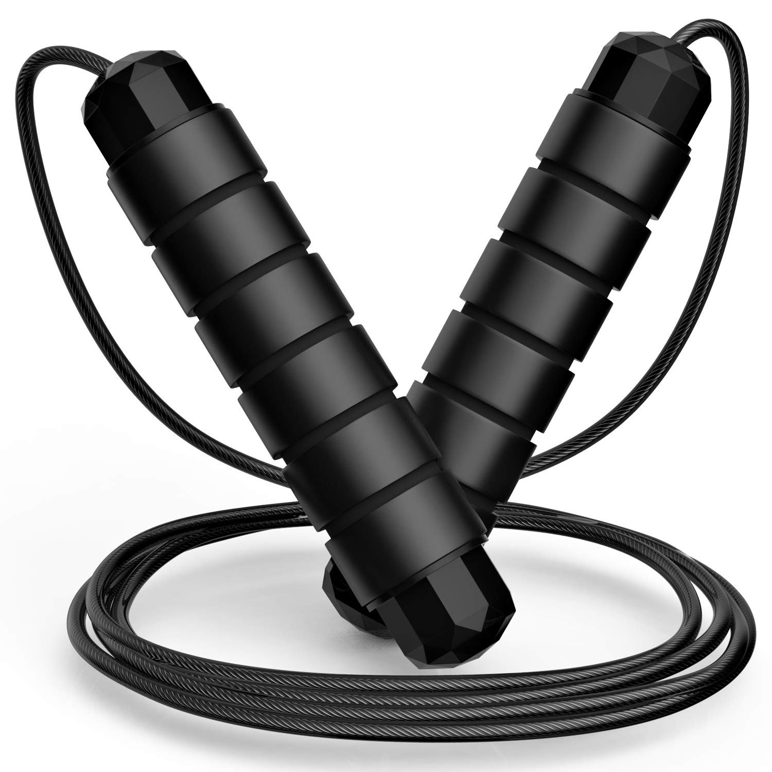 Jump Rope, Tangle-Free Rapid Speed Jumping Rope Cable with Ball Bearings for Women, Men & Kids, Adjustable Steel Jump Rope with Foam Handles for Home Gym Exercise Fitness Workout Equipment & Slim Body