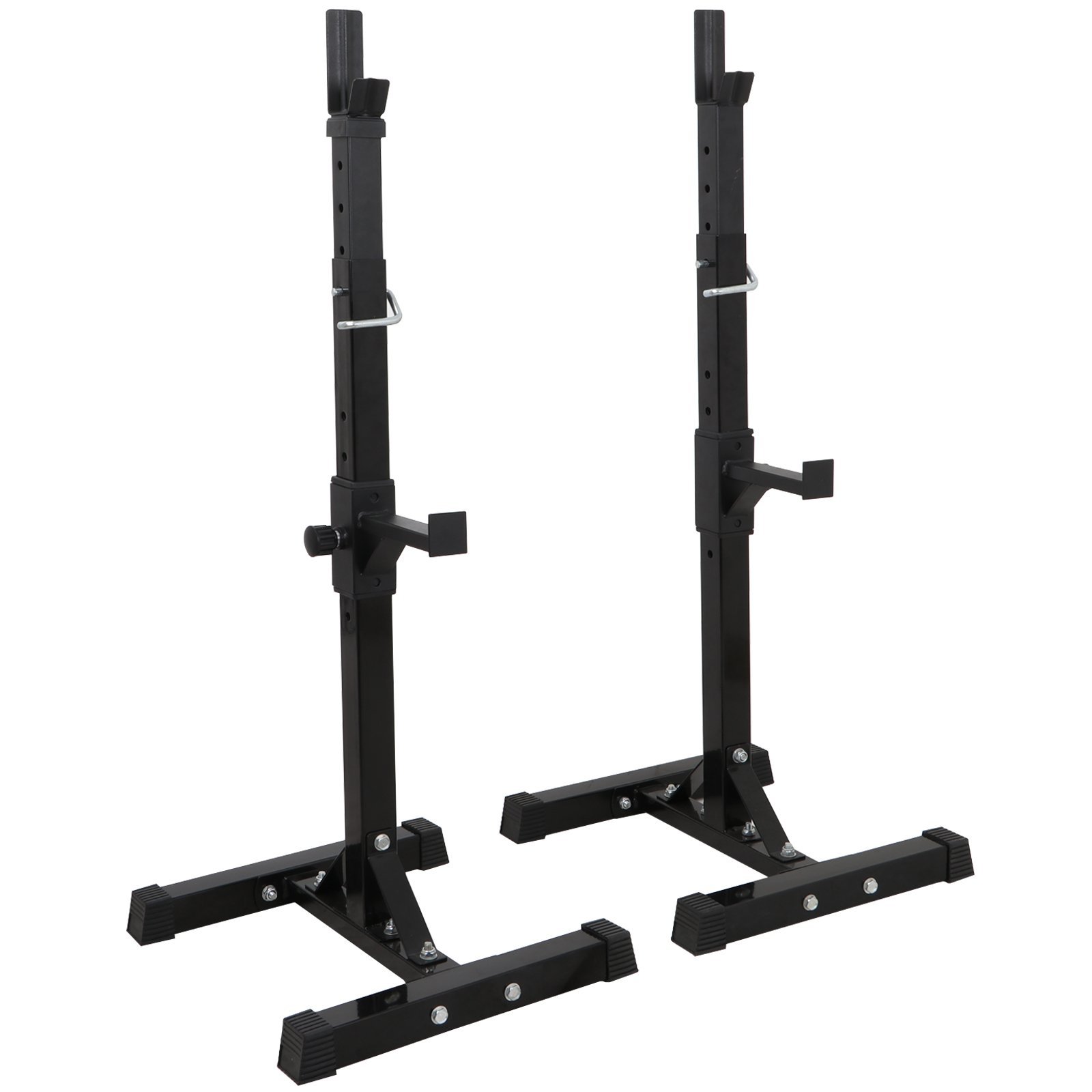 Pair of Adjustable Squat Rack 40inch-66inch Barbell Bracket Solid Steel Free Press Bench, Home Gym Portable Dumbbell Racks Stands, Family Sports Fitness Equipment,Black